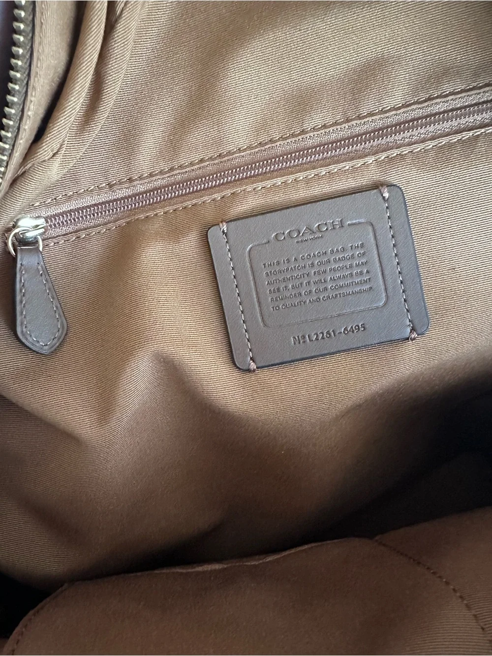 Coach Brown Signature Full-Size Court Canvas Backpack with Cream Front Pocket